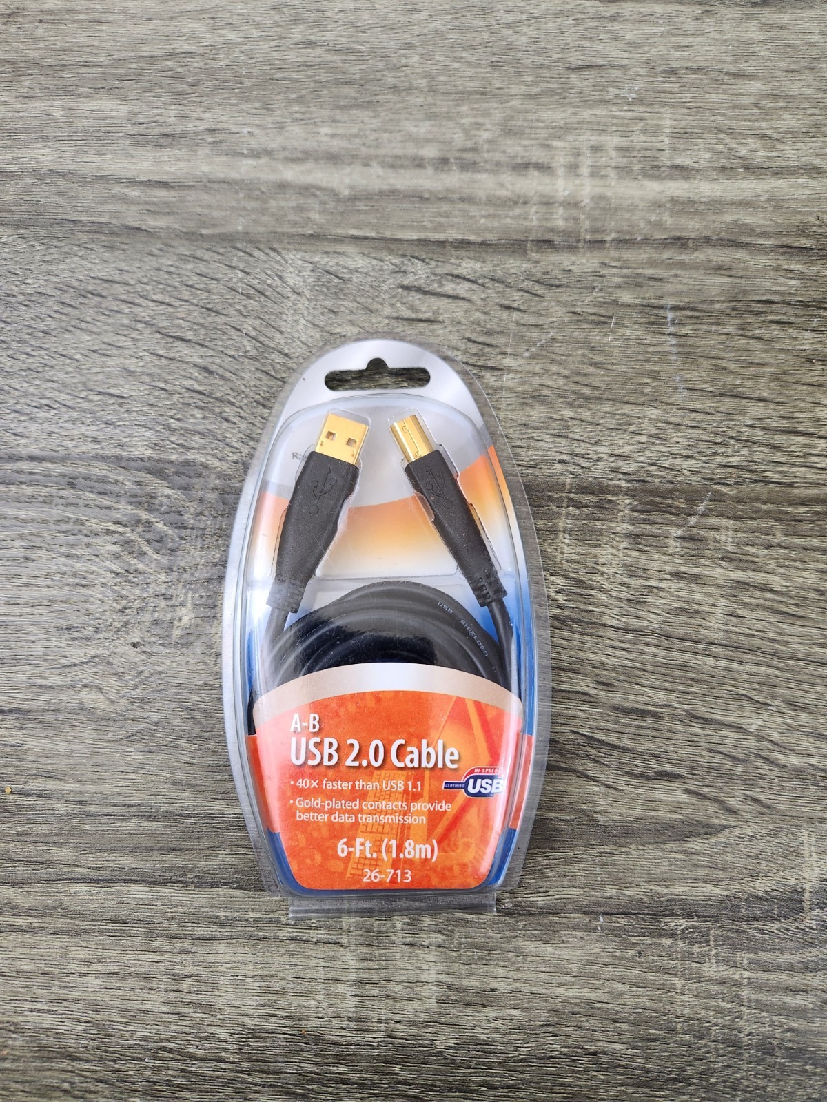 Radio Shack A-B USB 2.0 Cable 6 ft long Gold-plated 26-713 NEW