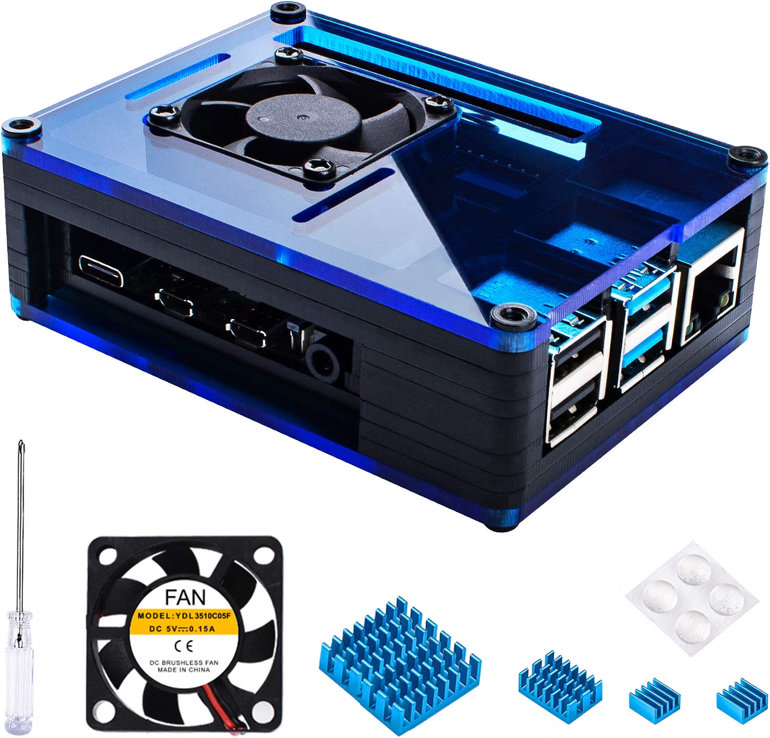 Case for Raspberry Pi 4 Model B 4Gb with Fan Cooling 4Pcs Heatsinks