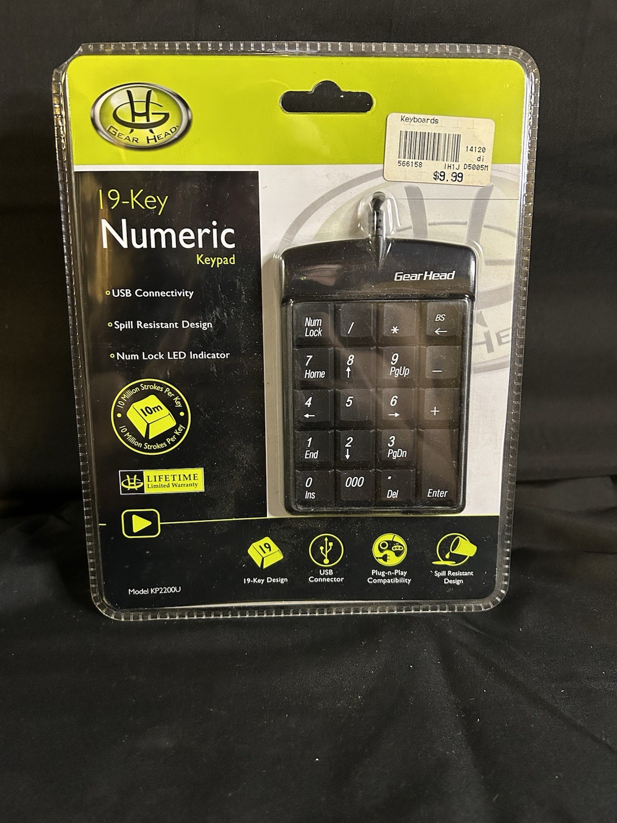 Gear Head KP2200U 19-Key USB Wired Numeric Keypad Plug & Play Spill Resistant