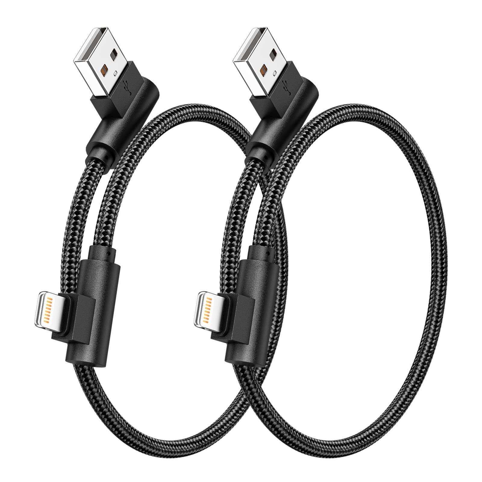iPhone Charger 1ft MFi Certified Short 90 Degree Lightning 1 foot, Black