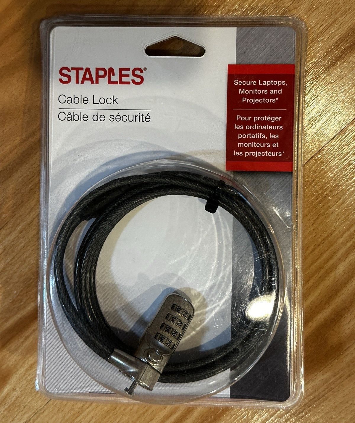 Staples Cable Lock Resettable Combination 6.5 ft (2 m) Laptop Security