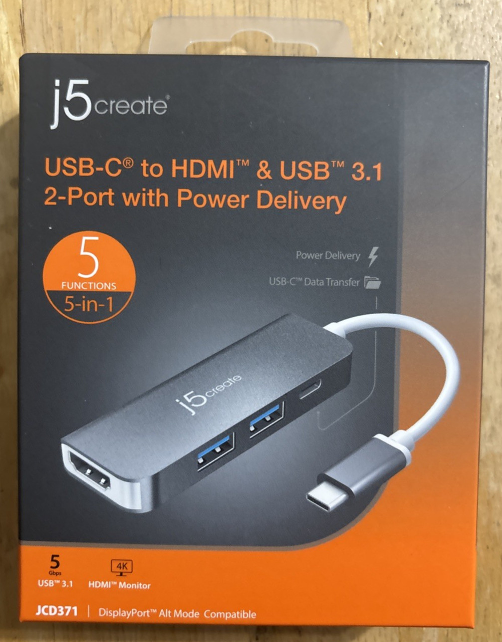 j5create USB-C to HDMI & USB 3.1 2-Port w/ Power Delivery (JCD371-BA).. FREE S&H