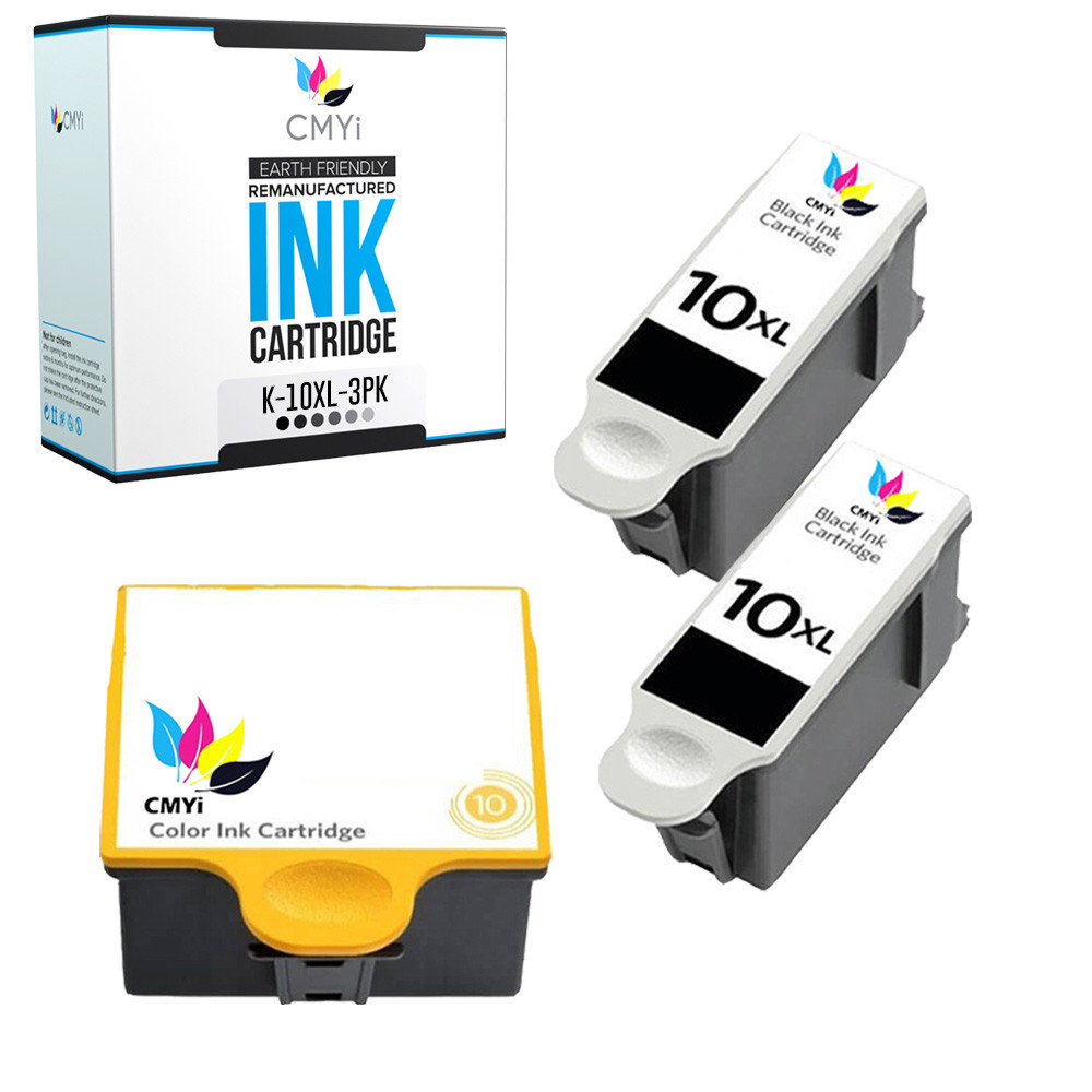 Replacement Ink Cartridges for Kodak 10XL Black Color 3 Packs  10 XL Cartridge
