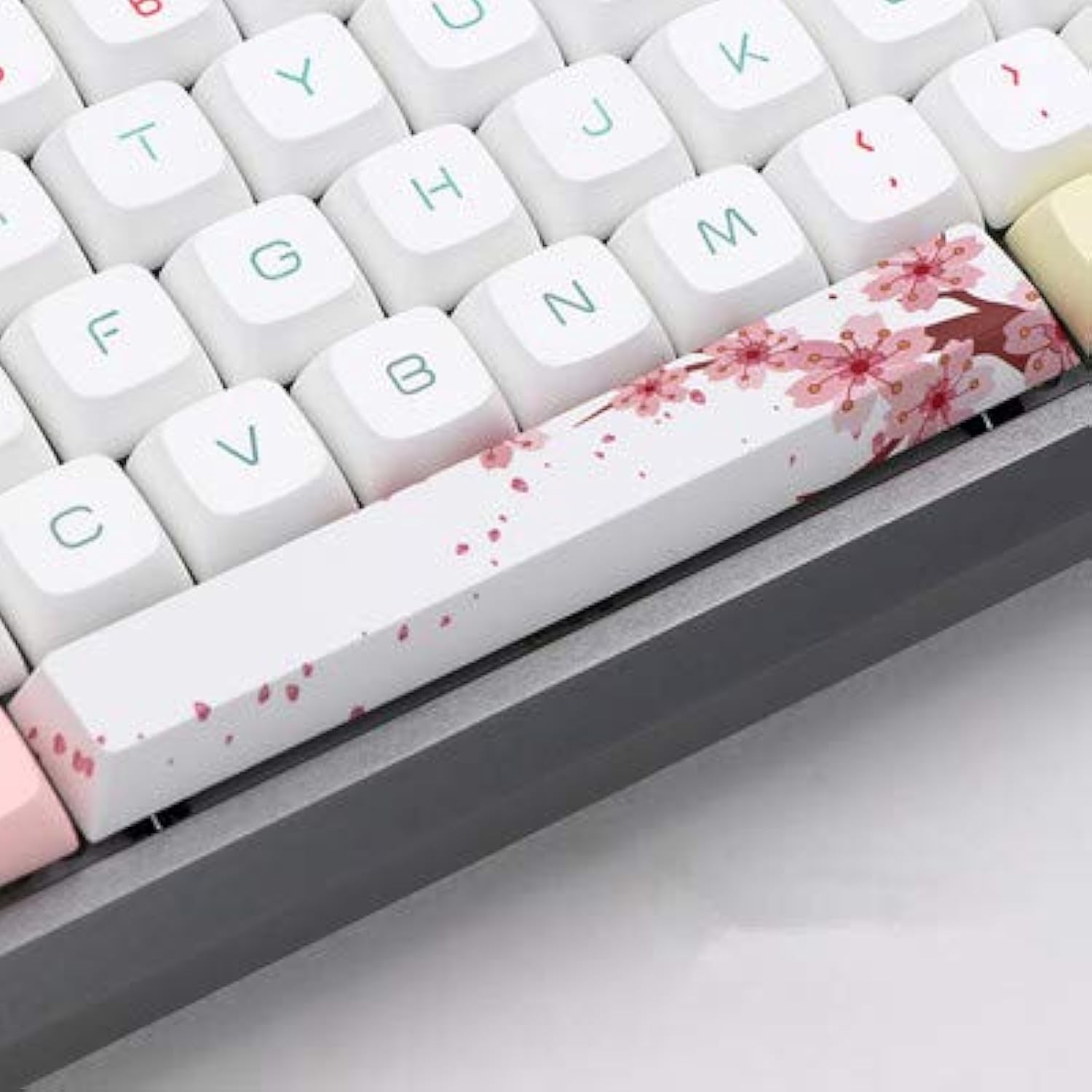 5-Side Dye-subbed PBT Spacebar Keycap DIY 6.25U, Pink Flowers
