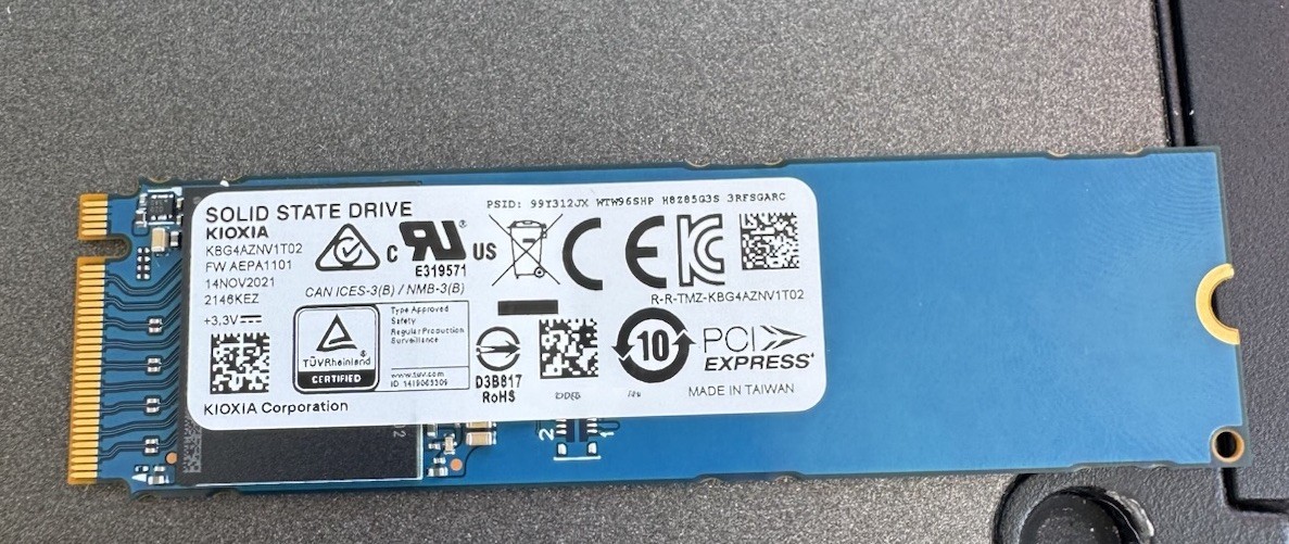 KIOXIA 1TB M.2 2280 BG4 NVMe PCIe Gen3x4 SSD KBG4AZNV1T02 100% Health