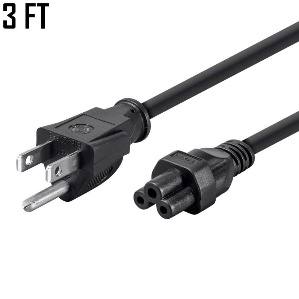 3FT Laptop Power Cord Cable AC 3-Prong US to C5 3-Pin Clover Leaf / Mickey Mouse