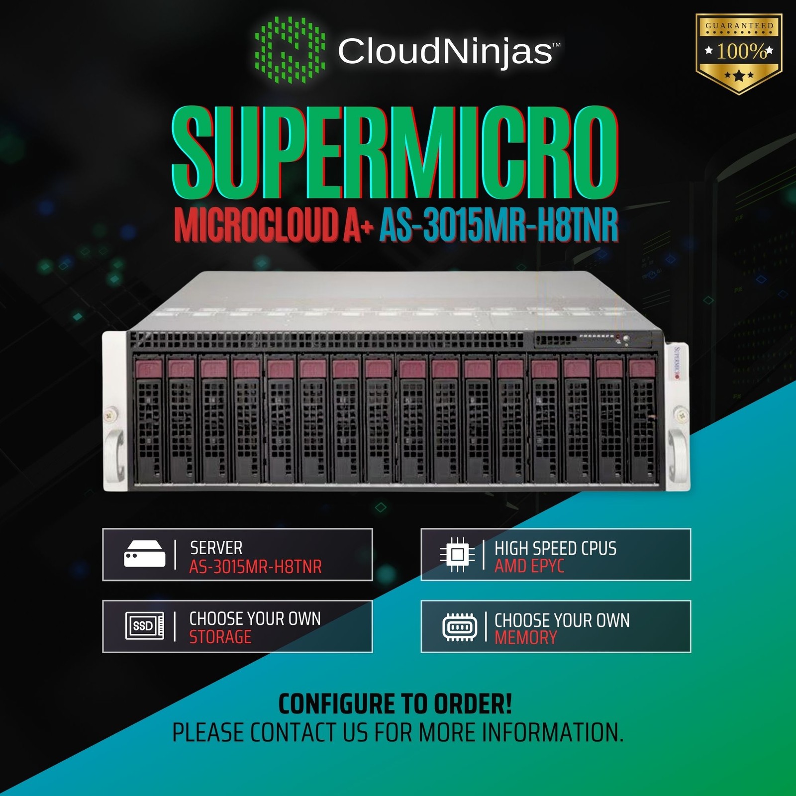 Supermicro Microcloud A+ AS-3015MR-H8TNR 8 Nodes AMD EPYC 4344P Blade Server