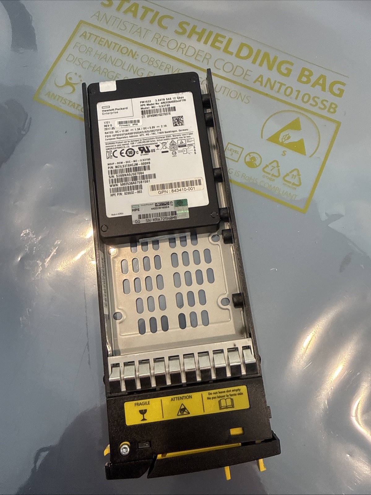 HPE 3PAR 834598-001 3.84TB 12G 2.5 SAS SSD M0T66B FIPS