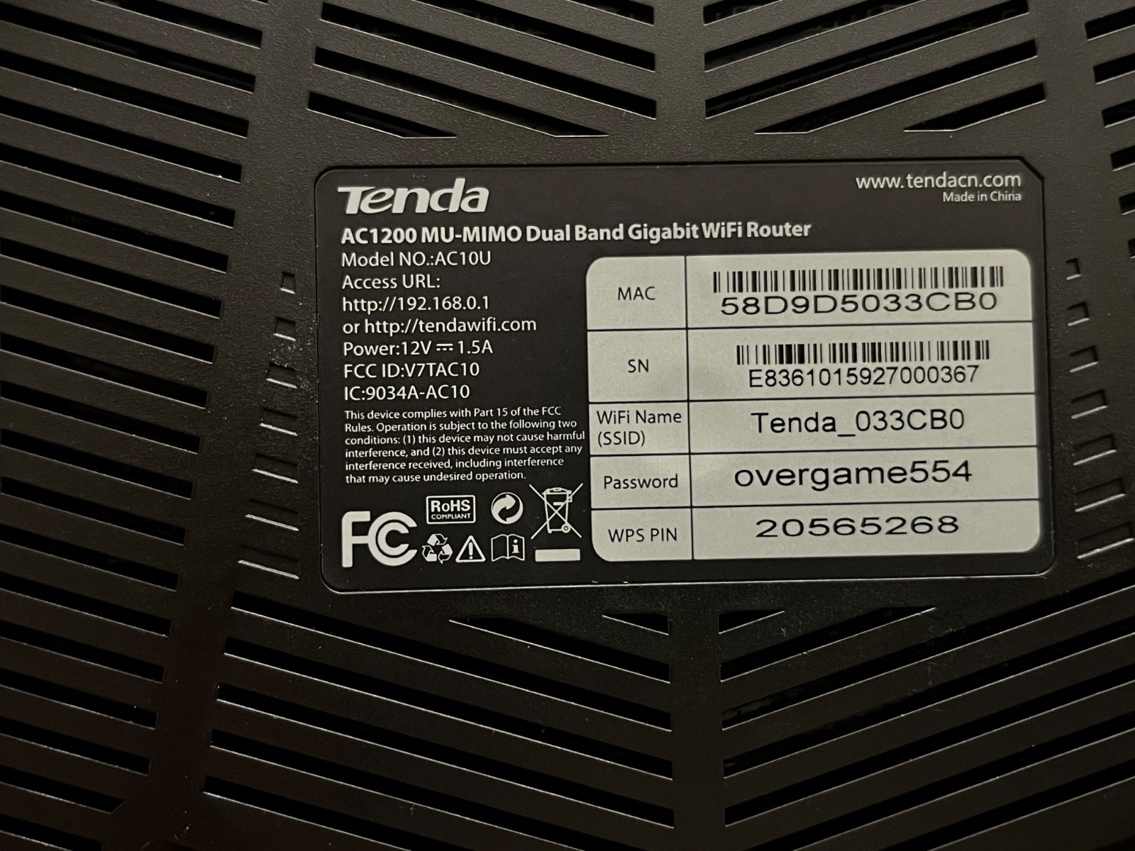 Tenda AC10U AC1200 MU-MIMO Dual-Band Gigabit WiFi Router