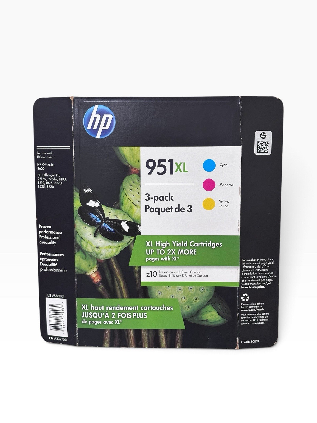 Genuine OEM HP 951XL Ink Cartridges Cyan Magenta Yellow 3-Pack Expired 09- 2020
