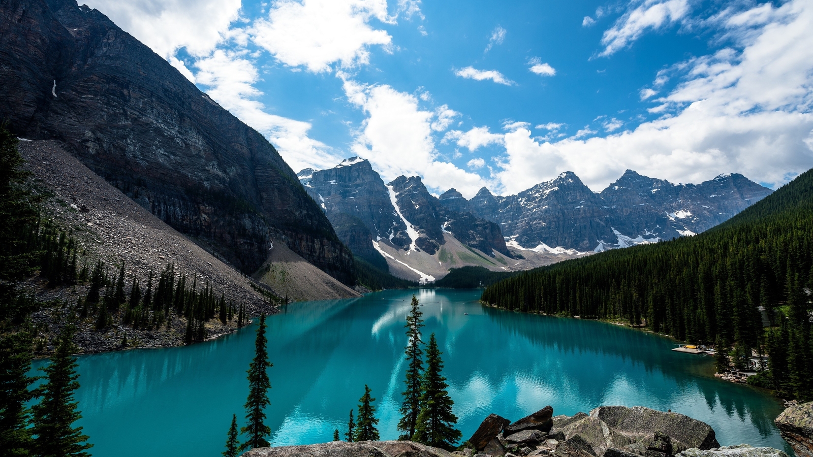 Landscape mountains nature lake canada moraine banff Custom Gaming Mat Desk