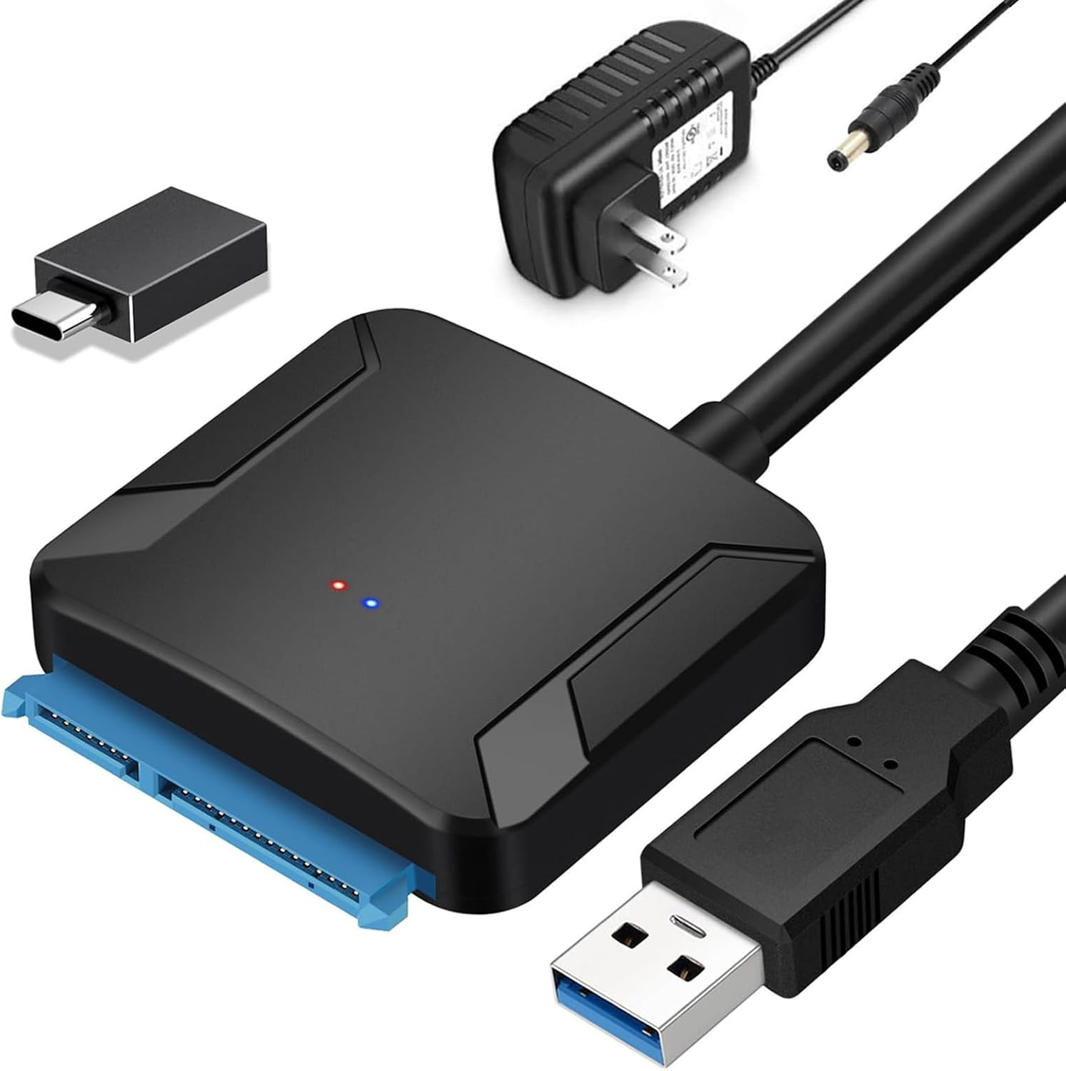 SATA to USB 3.0 Adapter for 2.5" 3.5" SSD HDD Hard Drive Reader 5Gbps