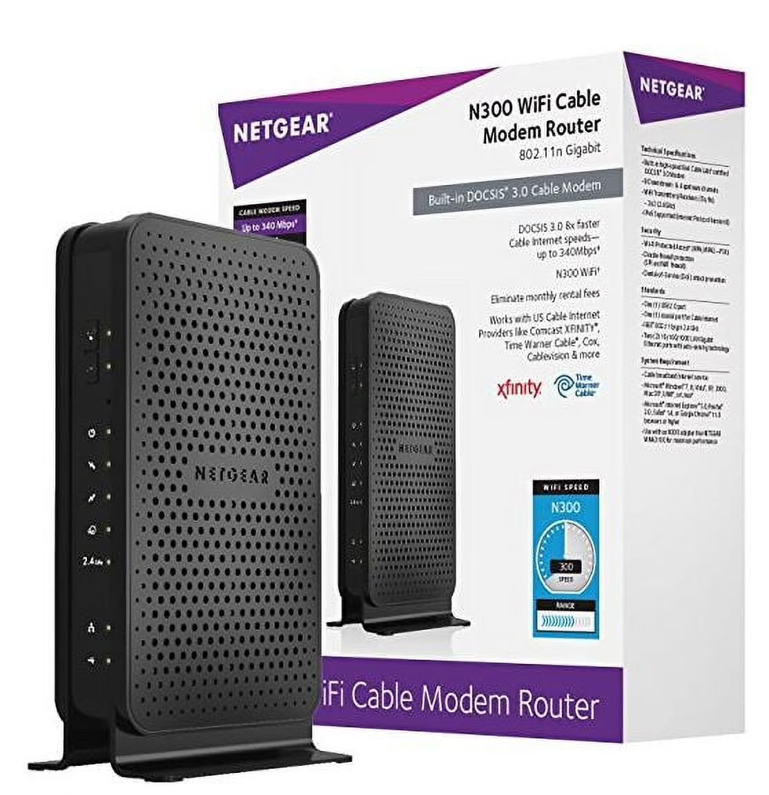 NETGEAR C3000-100NAS N300 (8x4) WiFi DOCSIS 3.0 Cable Modem Router