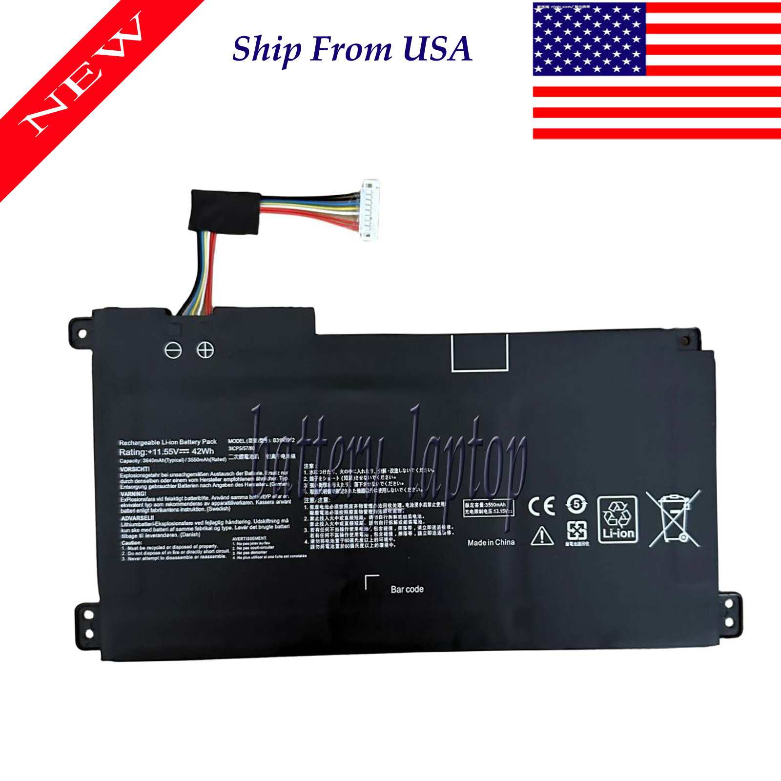 US B31N1912 Battery For ASUS VivoBook E410 E410MA L410MA E510 E510MA L510 L510MA