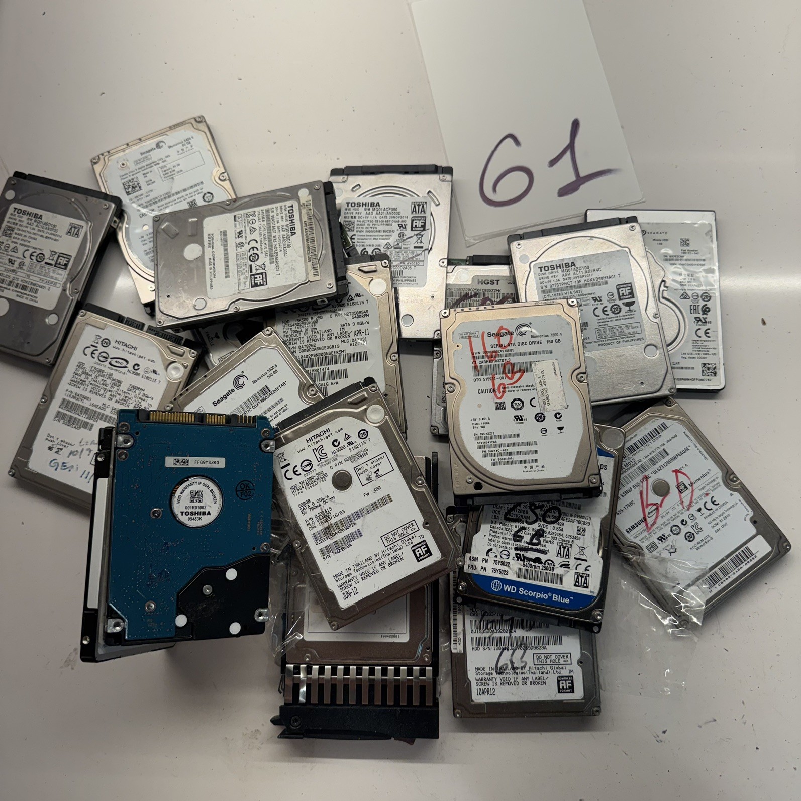 Lot of 19- 160- 250GB or 320gb 2.5" Hard Disk Drive SATA 2.5 Inch Laptop HDD