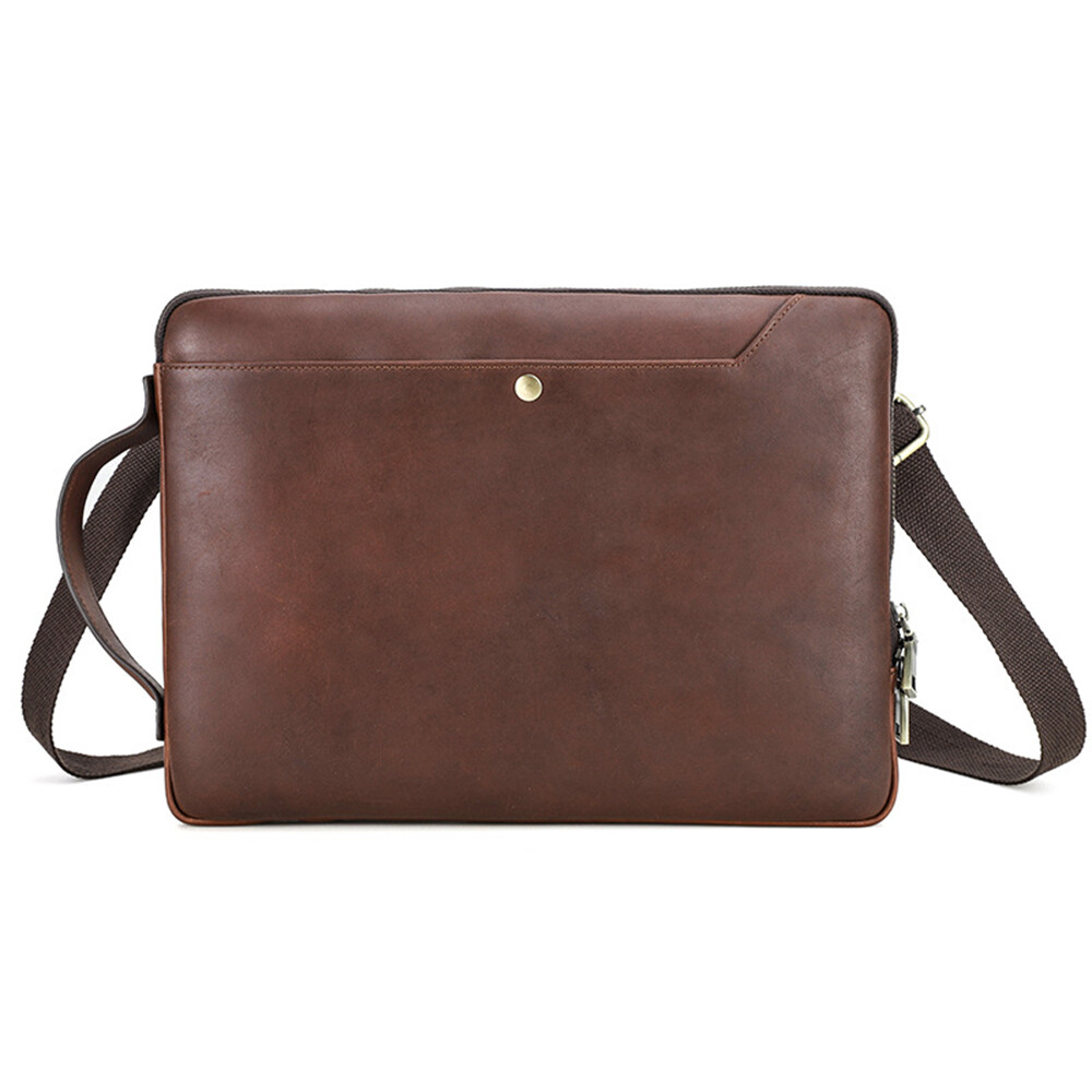 Genuine Leather Laptop Bag Briefcase For MacBook Air Pro 13 14 Crossbody Handbag