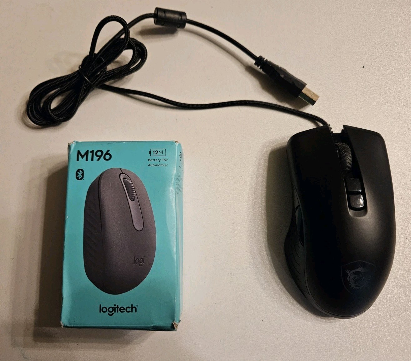 MSI FORGE GM300 mouse Gaming Ambidextrous USB Type-A Optical 7200 +Logitech M196