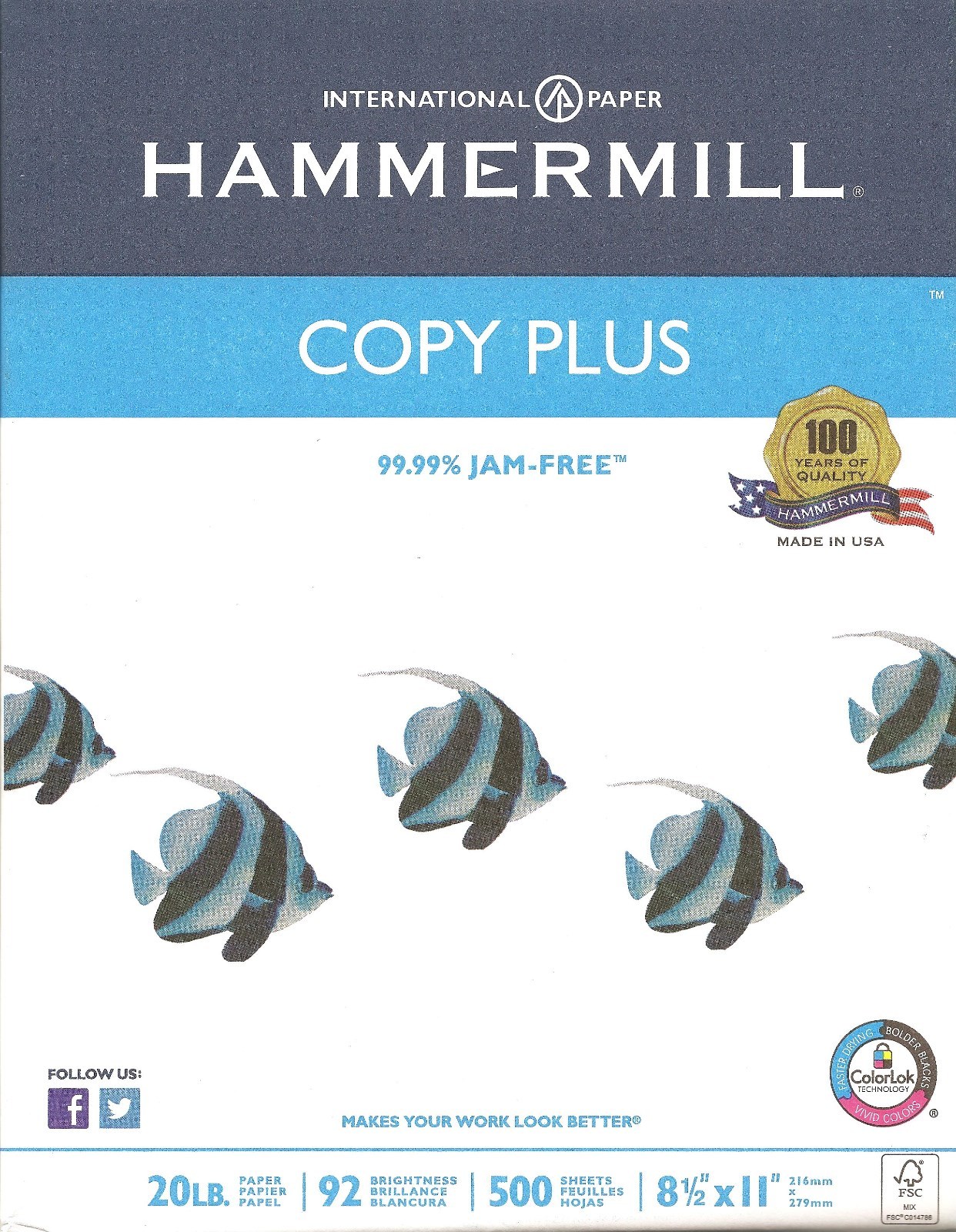 Copy Printer Paper 2 Reams @500 ct =1000 Ct NEW 8.5 X11 Hammermill Tidal (Fish)