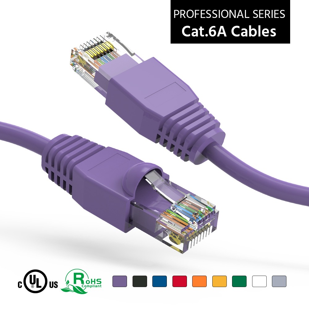 20 Pack of 10Ft CAT6A UTP Ethernet Network Booted Cable Purple