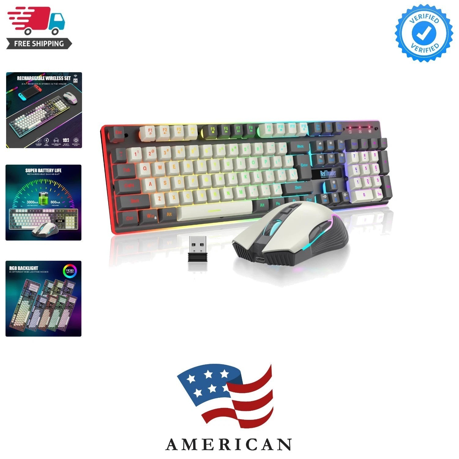 K10 Pro Wireless Gaming Keyboard and Mouse Combo, RGB Backlit Rechargeable 38...