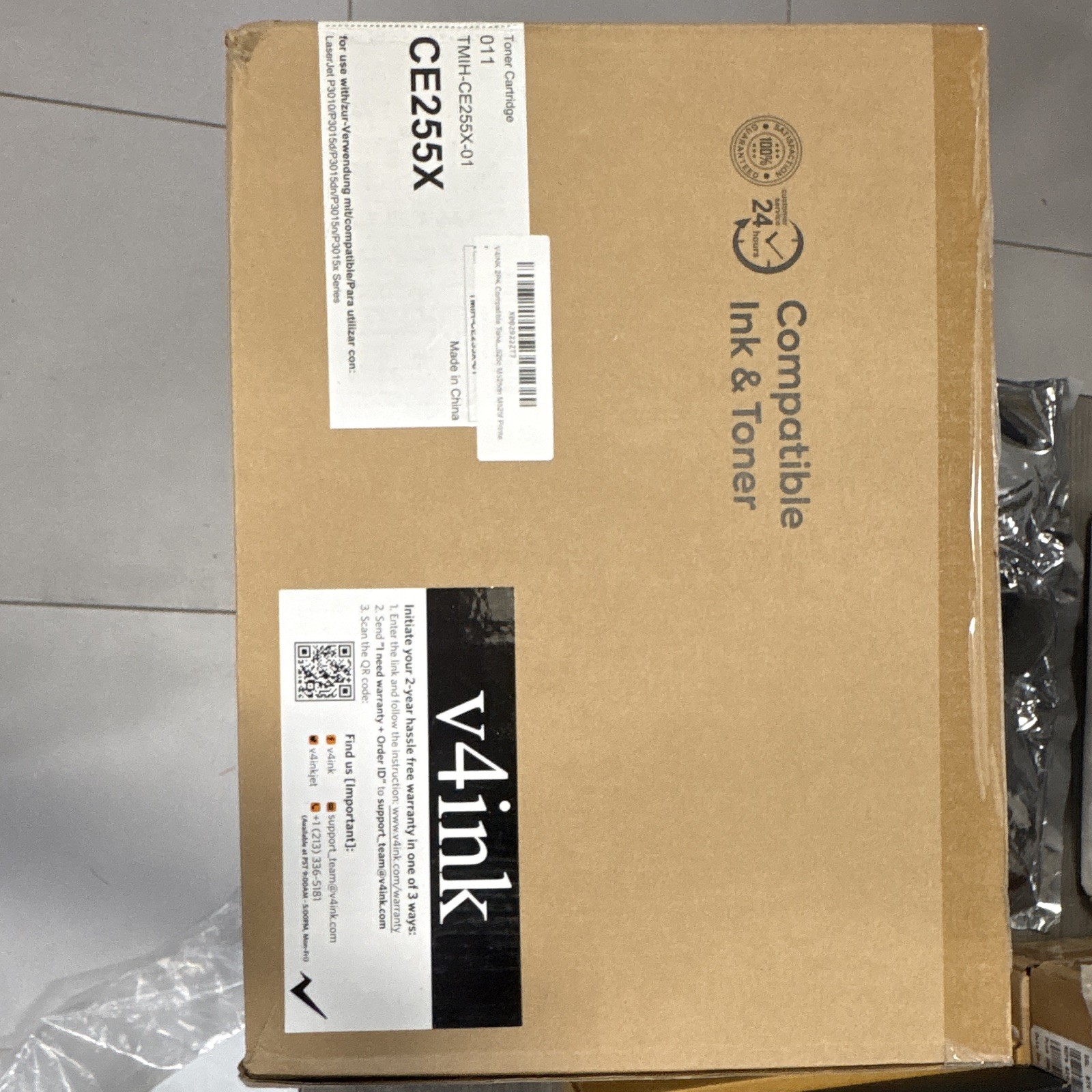 V4INK CE255X Black Compatible Laser Toner Cartridge for HP 15x12x4 in