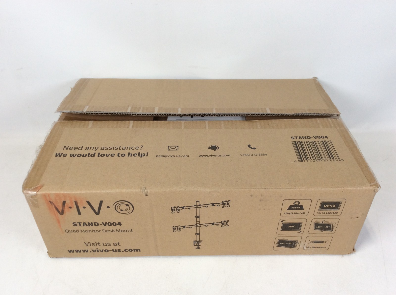 VIVO STAND-V004 Quad Monitor Desk Mount Stand Freestanding or Desk Clamp Steel ^