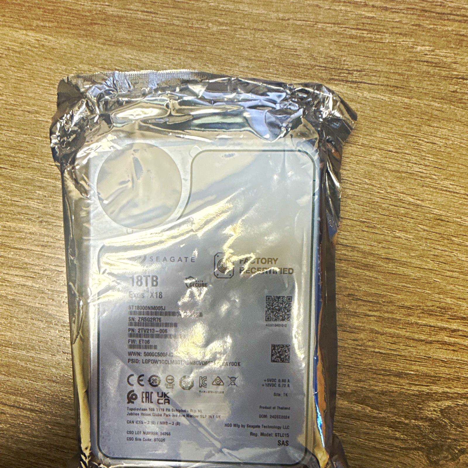 Seagate Exos X18 18TB ST18000NM005J FACTORY RECERTIFIED