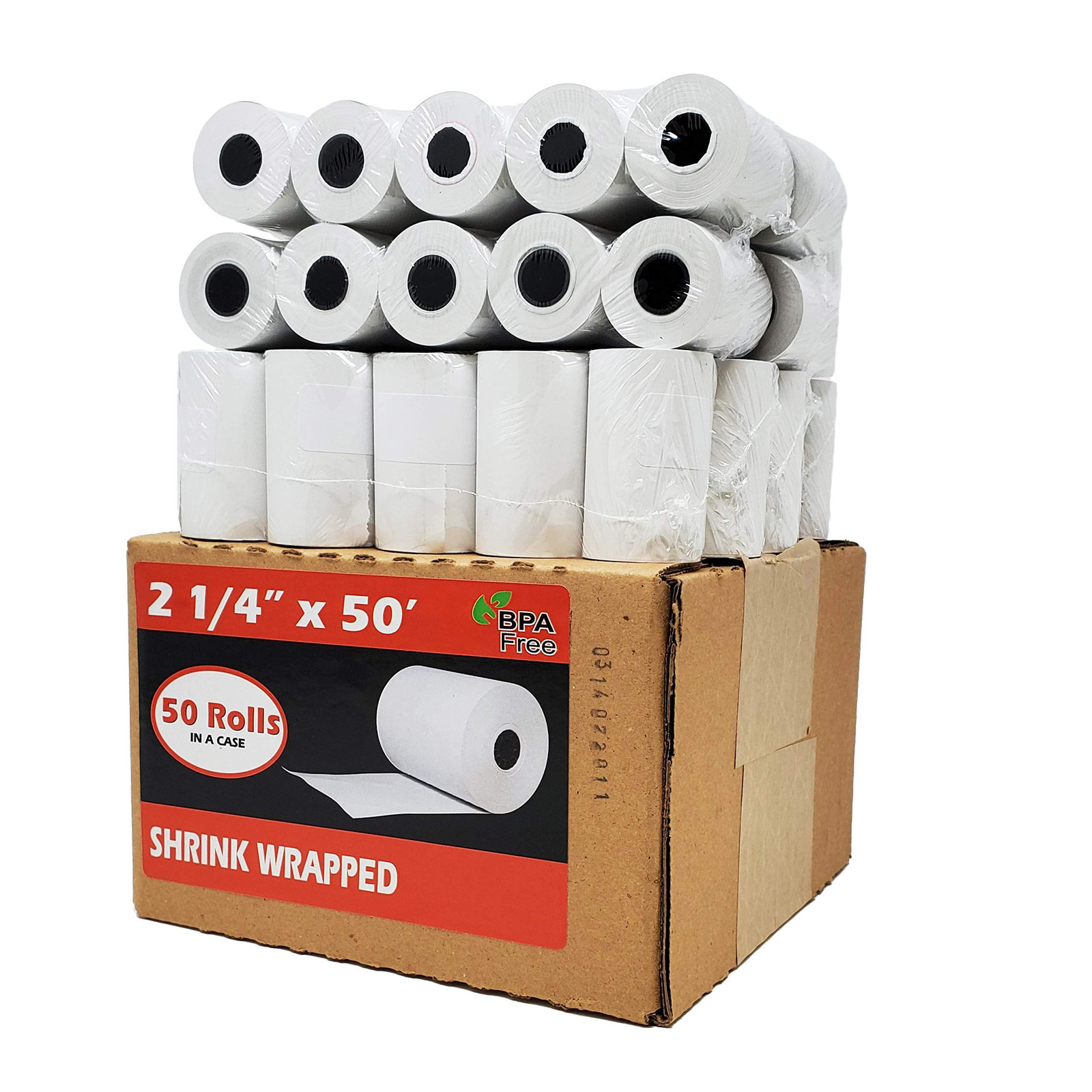 (50 Rolls) 2 1/4 x 50 Thermal Paper Receipt Rolls 55 1 Case - 50 Rolls, White 