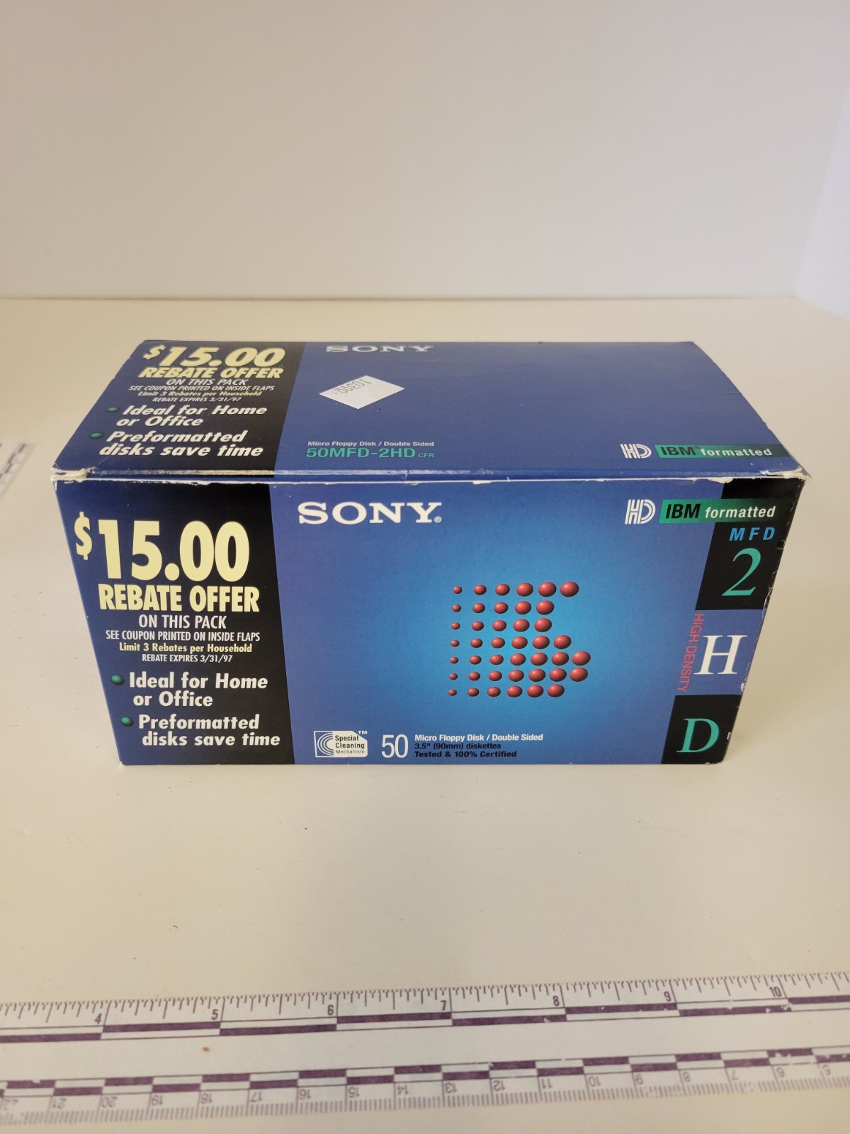 Sony 50MFD-2HD 3.5" Floppy Disk IBM Formatted 1.44MB Vintage NOS Open Box