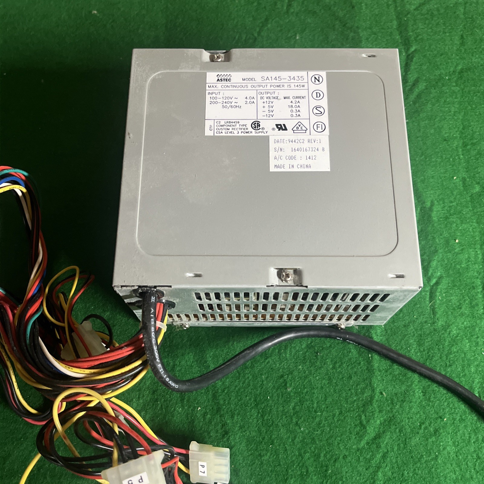 ASTEC Model SA145-3435 REV 01 145W Power Supply 1640167324 @2E