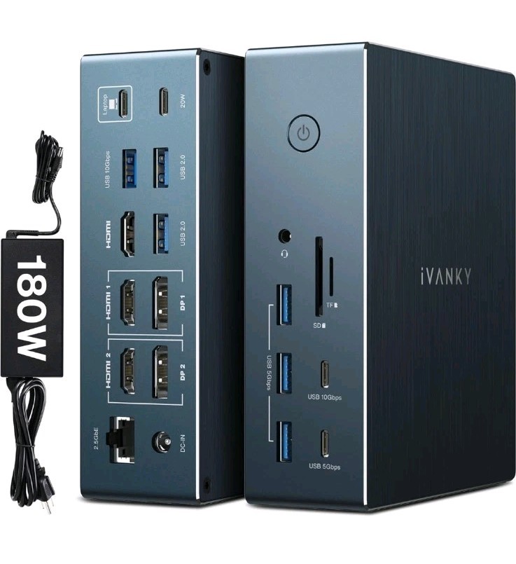 Estación de acoplamiento 20 en 1 FusionDock Pro 2 DisplayLink iVANKY 