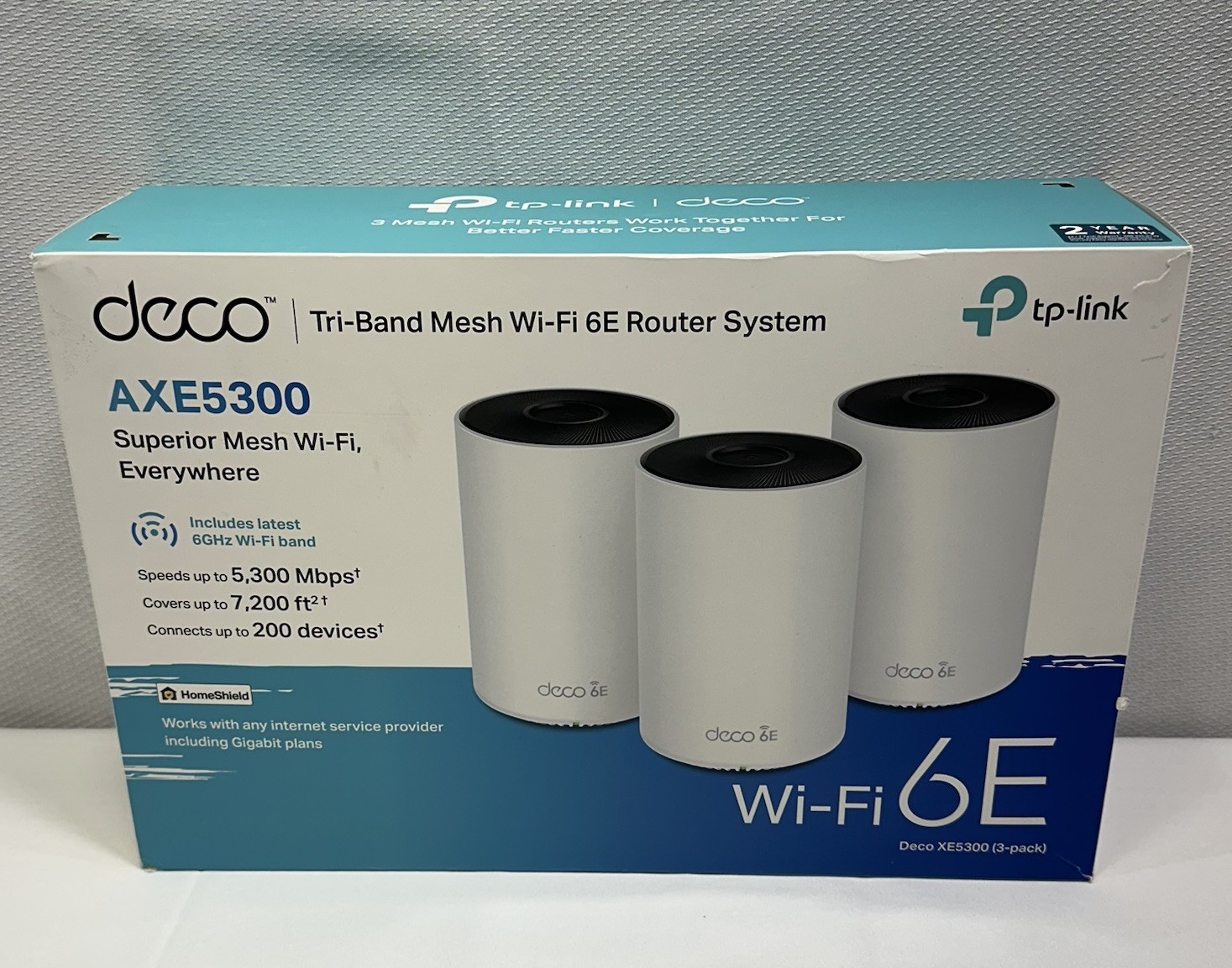 TP-Link Deco AXE5300 Wi-Fi 6E Tri-Band 7200 sqft Mesh WiFi 6E System, 3-Pack NEW
