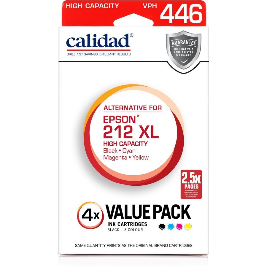 Calidad Alternative For Epson 212 Xl Printer Ink Black and Colour Cartridges 4pk