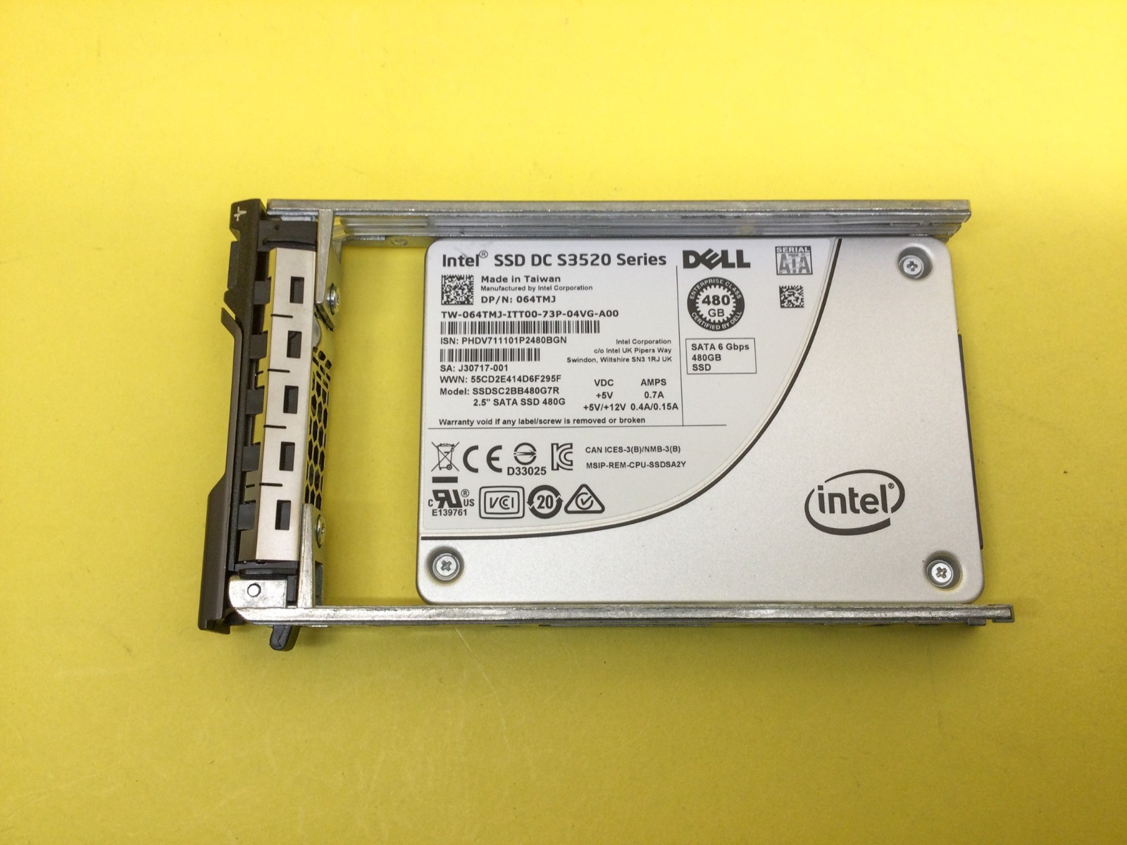 64TMJ Dell 480GB SATA 6Gb/s Read Intensive 2.5in SSD 064TMJ SSDSC2BB480G7R