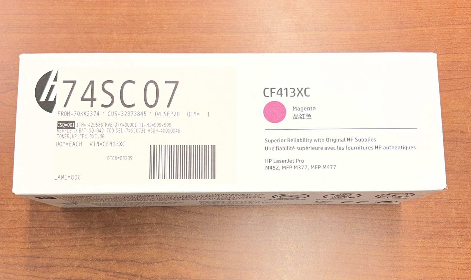 Genuine HP CF413XC Magenta High-Yield Toner Cartridge - NEW SEALED