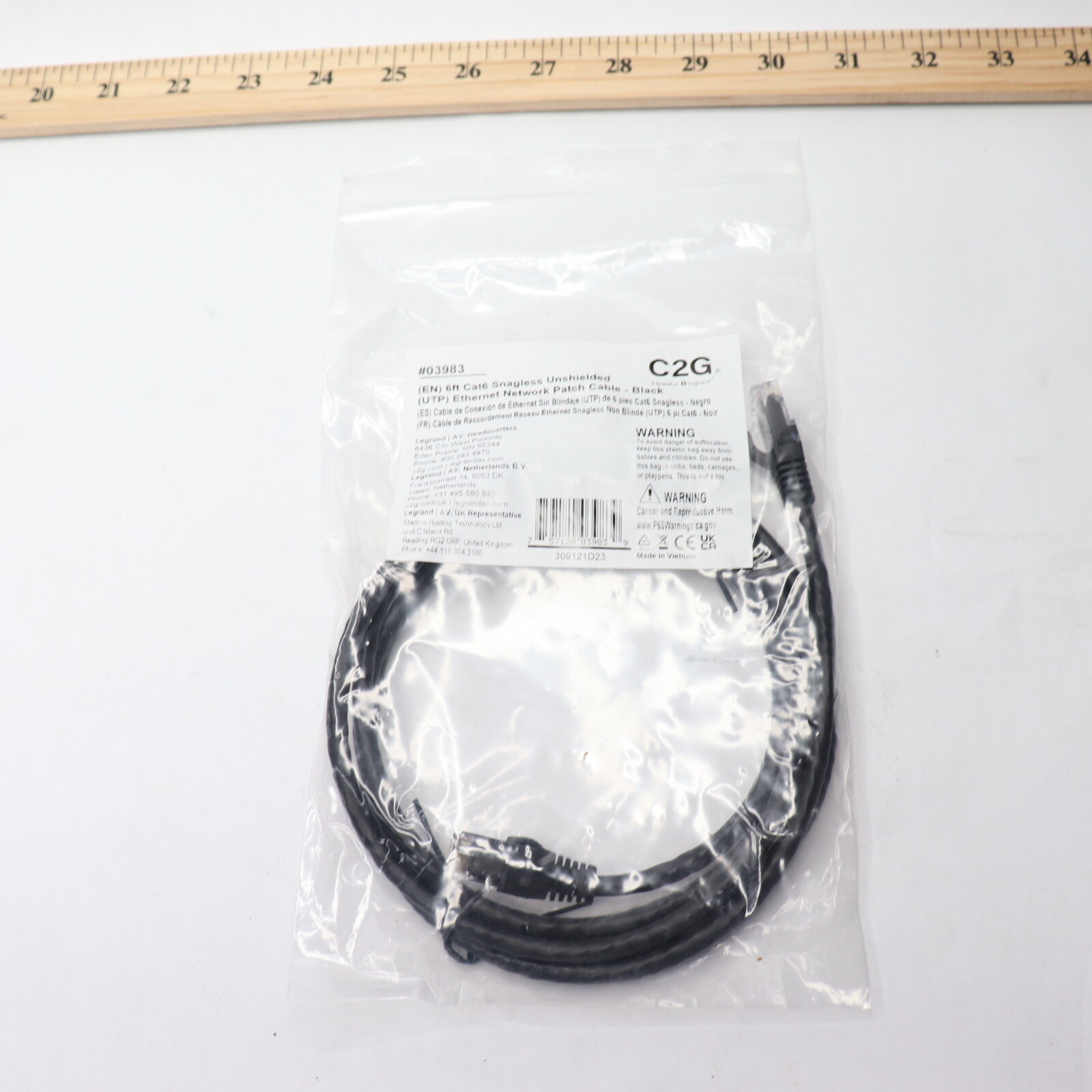 C2G Cat6 Snagless Unshielded Ethernet Network Patch Cable Black 6' 03983