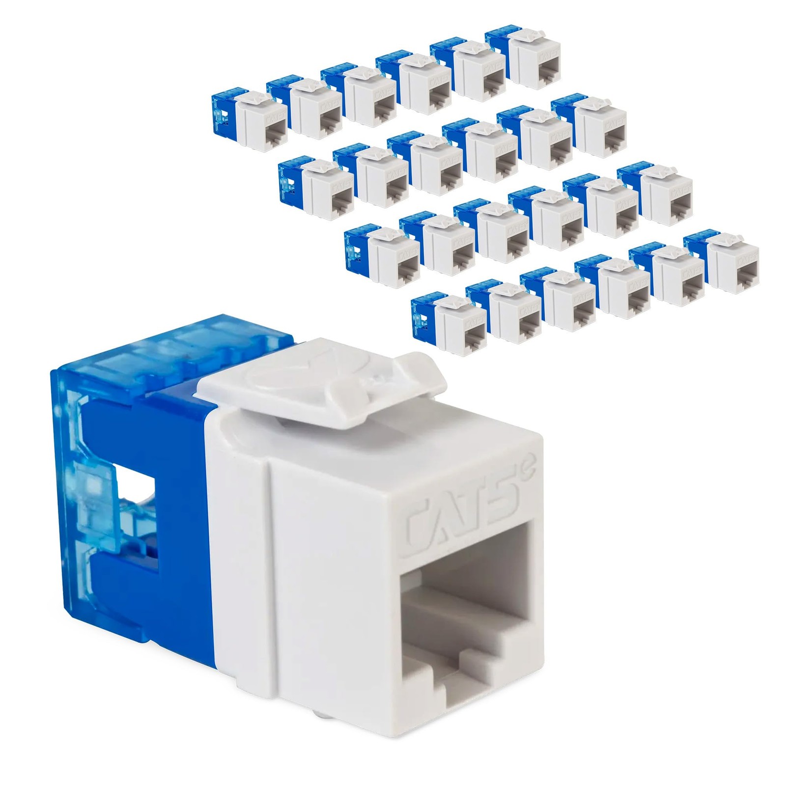 CAT5e Keystone Jack with Slim Profile 180 Degree Punch Down, RJ45 UL Listed P...