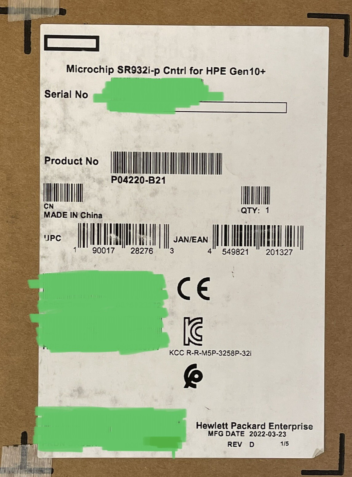 HPE Gen10 Plus SR932i-p 8GB Cache Tri-mode SATA SAS 24G NVMe PCIe 4 P04220-B21