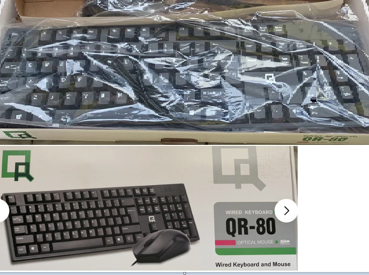 WIRED KEYBOARD & OPTICAL MOUSE SET BLACK QR-80 Brand New in Retail Pack
