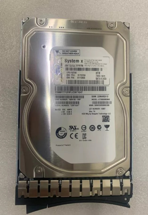 81Y9799 81Y9798 81Y3865 FOR IBM 3TB 7.2K 6Gb/s 3.5" SATA Hard Drive
