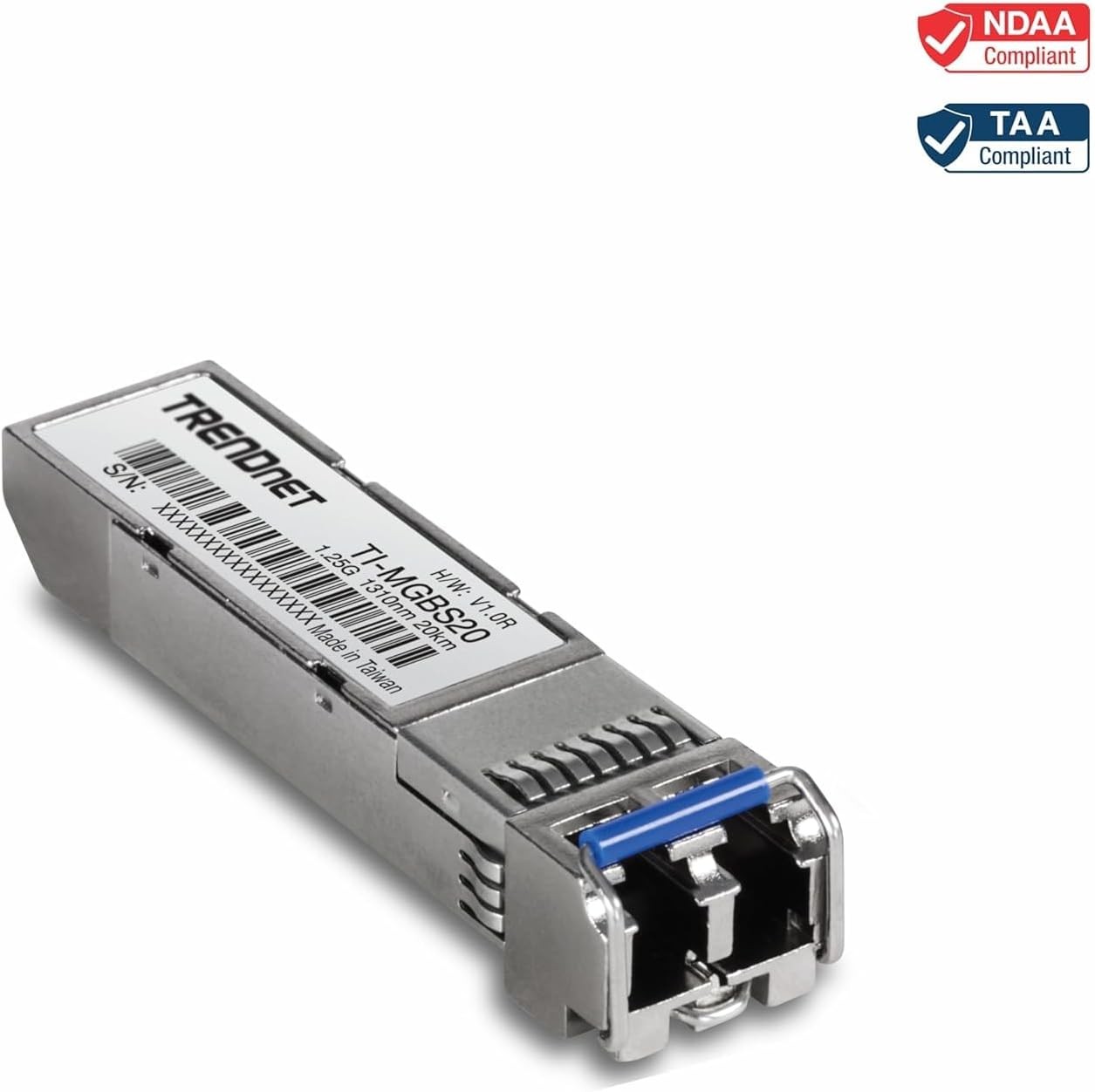 TRENDnet TI-MGBS20, 1000Base-LX Industrial SFP Single- Mode LC Module (20km),