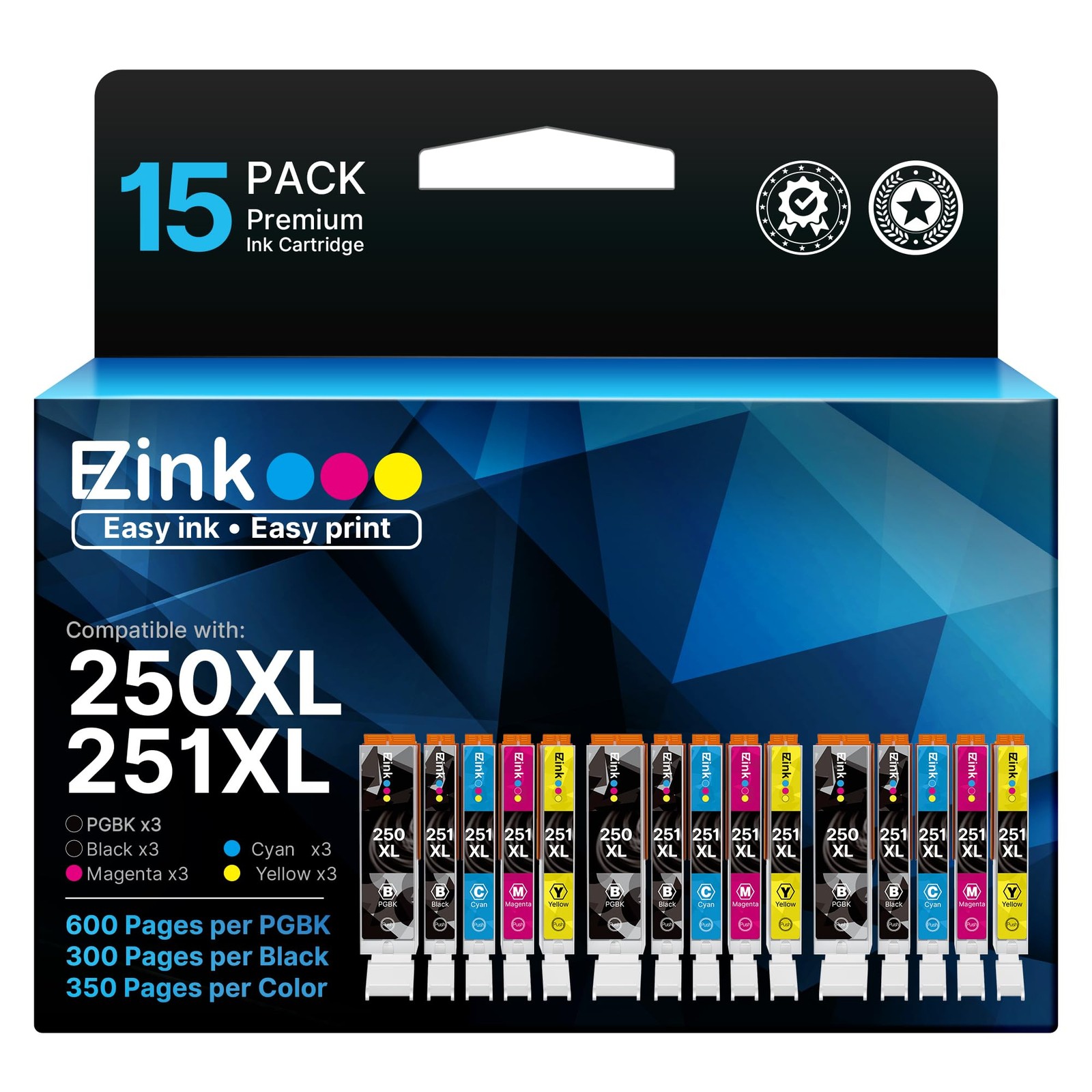 E-Z Ink (TM) Compatible Ink Cartridge Replacement for Canon PGI-250XL CLI-251XL