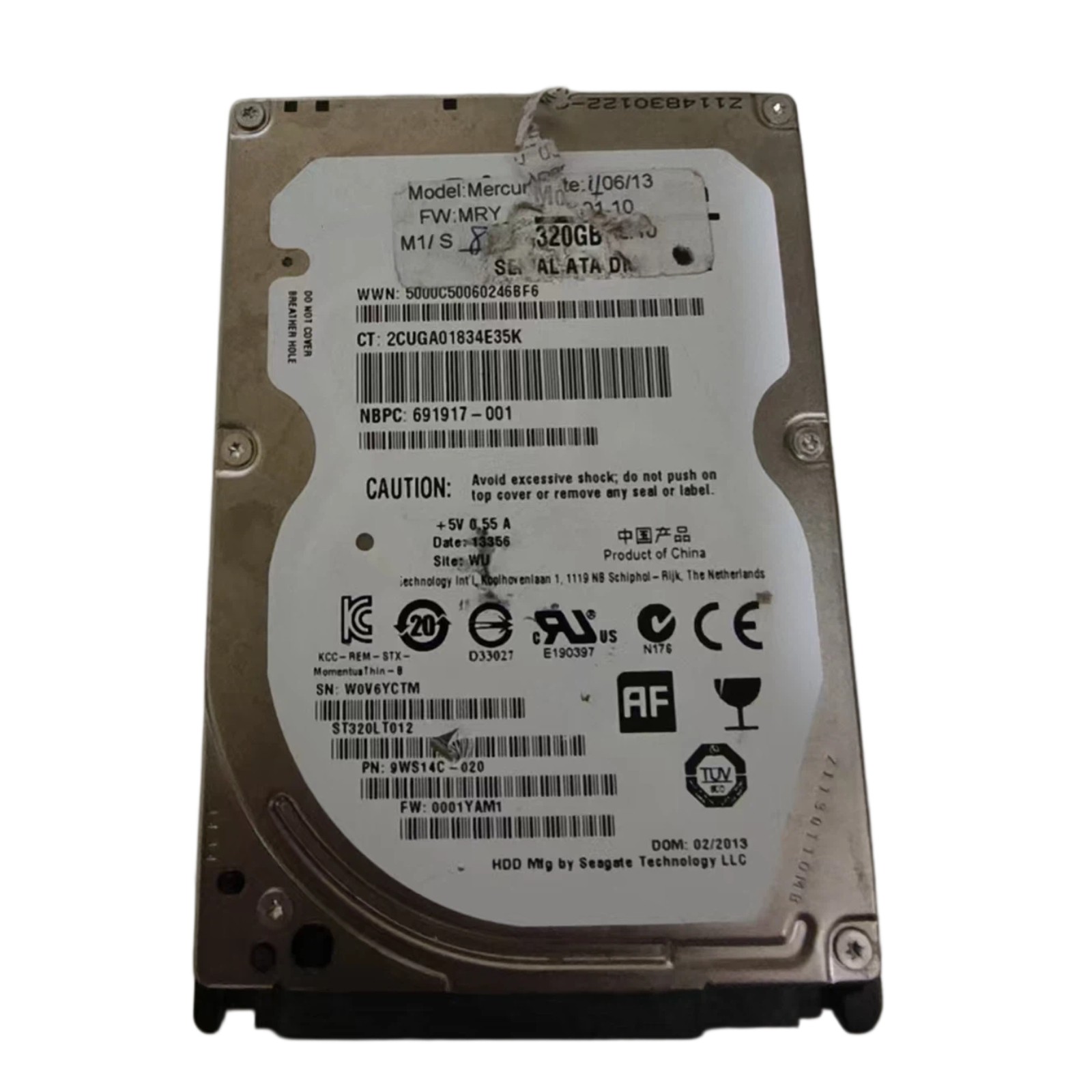 ST320LT012 F/W: 0001YAM1 320GB Hard Disk Drive fits for Seagate 9ws14c-020