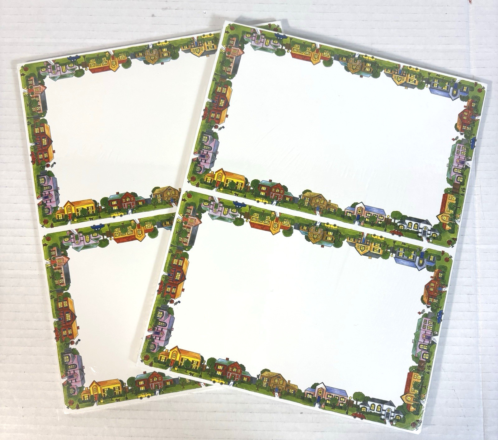 Sonburn II Designer Papers White with Neighborhood Border Houses 50 Sheets