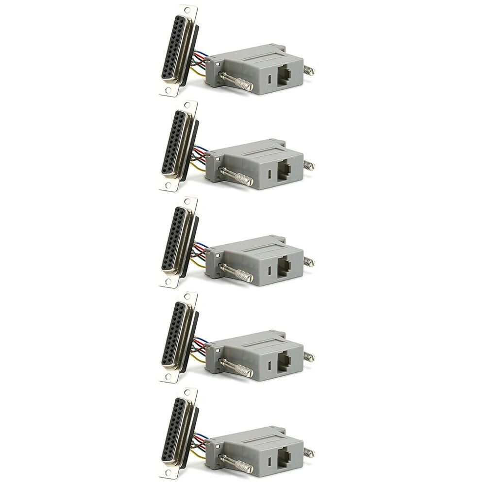 5 Pcs DB25 25 Pin Parallel Female to RJ45 Cat5 8P8C Connector Adapter Extender