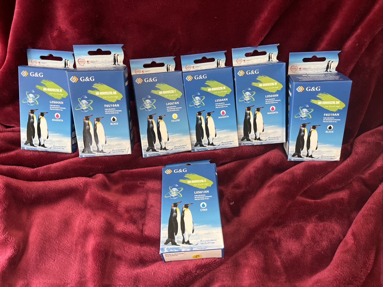 NEW Lot Of 7 G&G Ink Cartridge for HP Officejet Printers Black Yellow and More