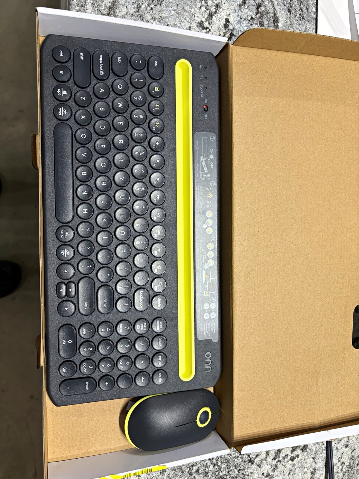 onn Wireless Standalone Keyboard Black/Yellow English QWERTY Layout