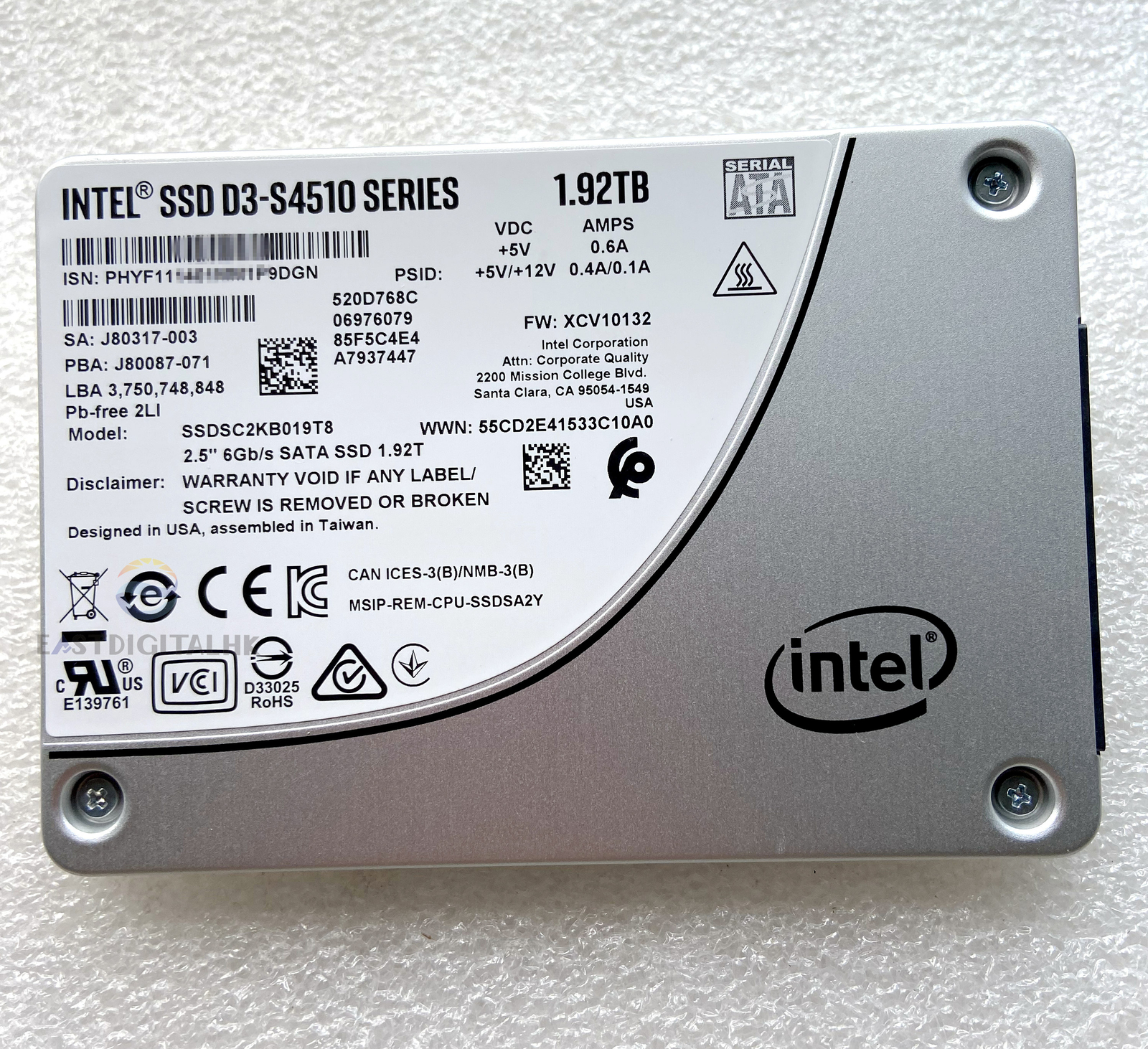 Intel SSDSC2KB019T801 D3-S4510 Series 1.92TB 2.5 6Gb/s SATA SSD 3D2 TLC 7mm New