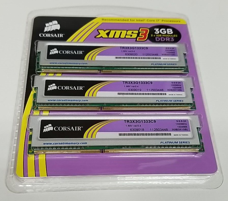 Corsair XMS 3 GB DIMM 1600 MHz DDR3 Memory (TR3X6G1600C9)