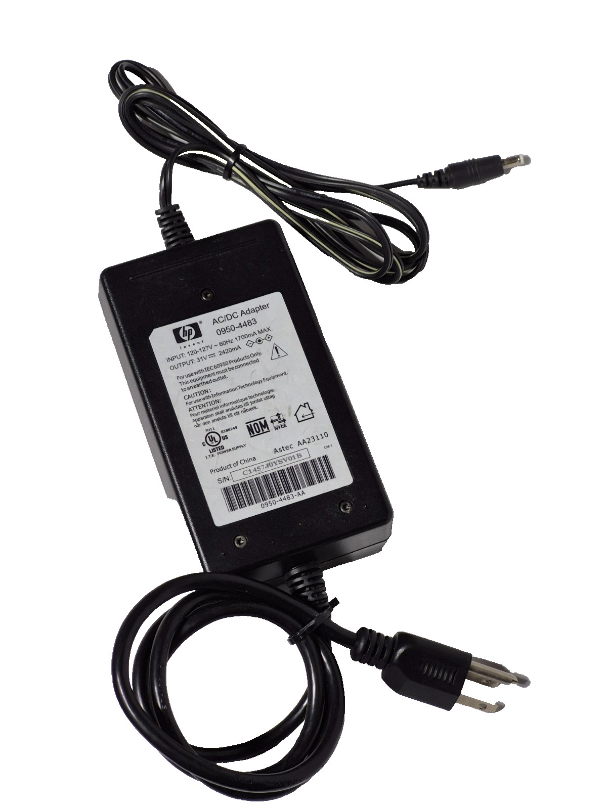 Genuine Hewlett Packard  AC Adapter HP 0950-4483